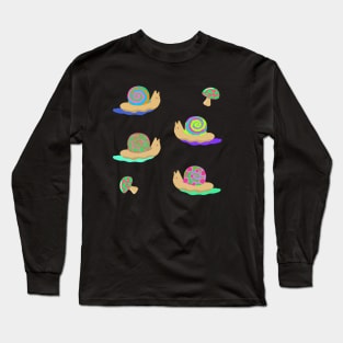 Psychedelic Snails And Mushrooms Long Sleeve T-Shirt